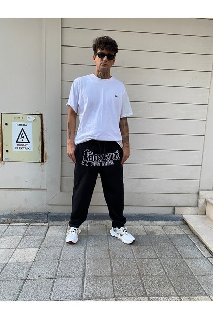 Black Sweatpant With Embroidery Details