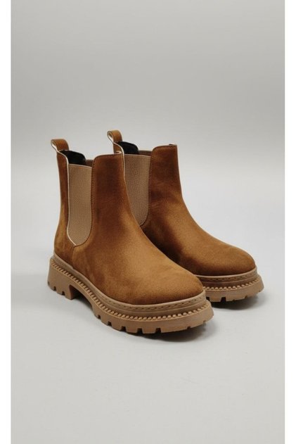 Women's Thick Sole Stretch Elastic Side Band Suede Chealsea Boots