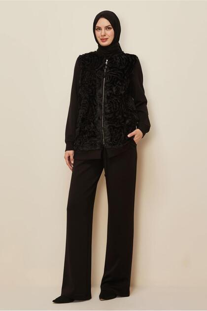 Pants and Fur Detail Suit 46096