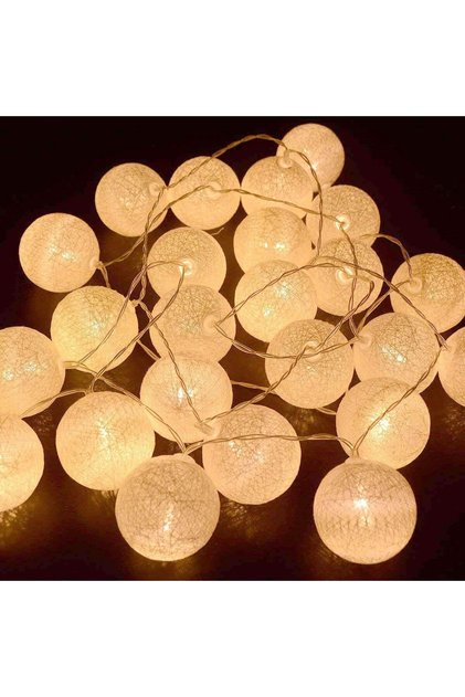 YU WELL LED Ball String Lights (3m, 20 White Balls) Pack of 2