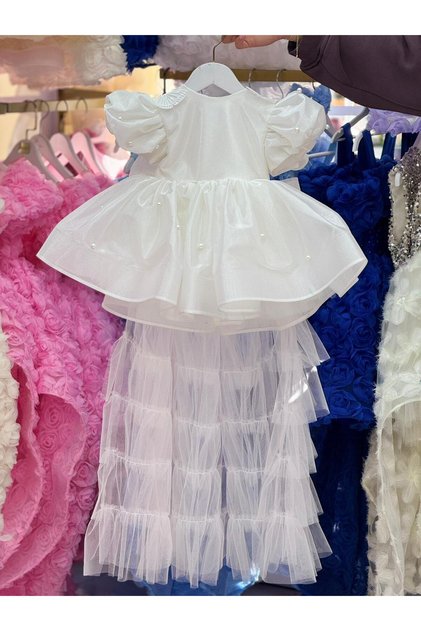 White Pearls Tail Dress,Birthday Dress,Photography Dress,Suitable for 0-13 Years Old