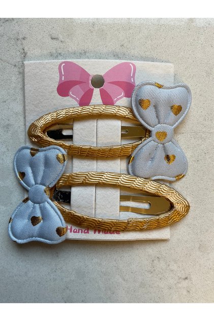 Set of 2 Metal Buckles with Gold Detailed Bow