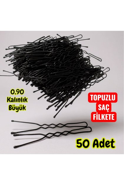 Siyah 6 cm Büyük Topuzlu Kalın Saç Firketesi 0.90 Siyah 50 Adet
