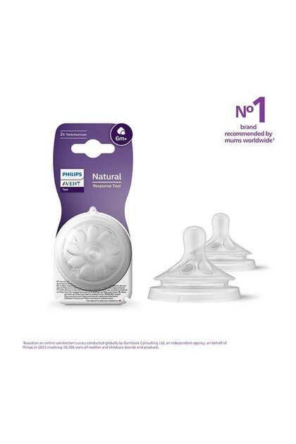 Baby Feeding Bottle Teat Natural Response SCY966/02 | 6M+ Age | Flow 6 | BPA Free, Thi