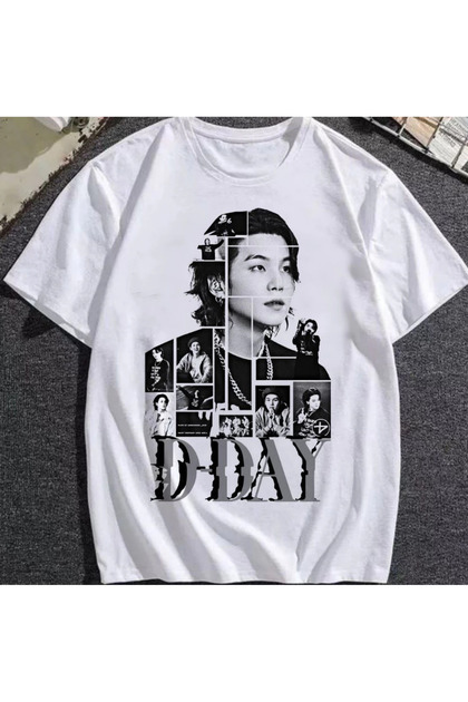 barsdepo BTS SUGA Baskılı Tişört, Oversize Unisex Tişört Çocuk