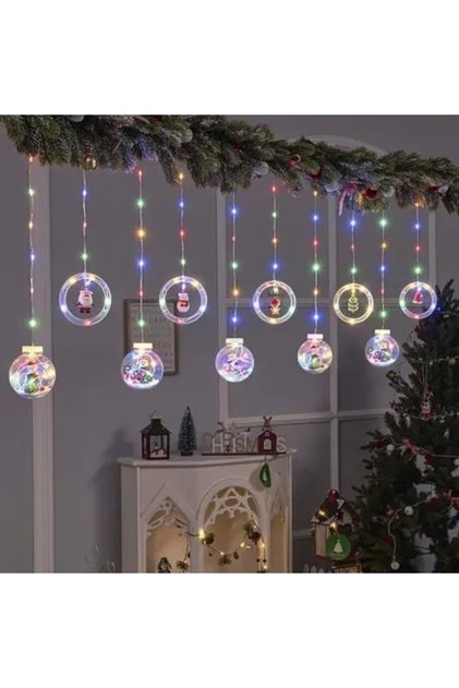LED завеса с фигурки, пръстени и светещи топки