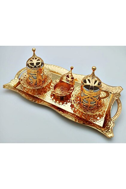 2-Person Coffee Set Cast Iron Turkish Coffee Set with Ottoman Motifs