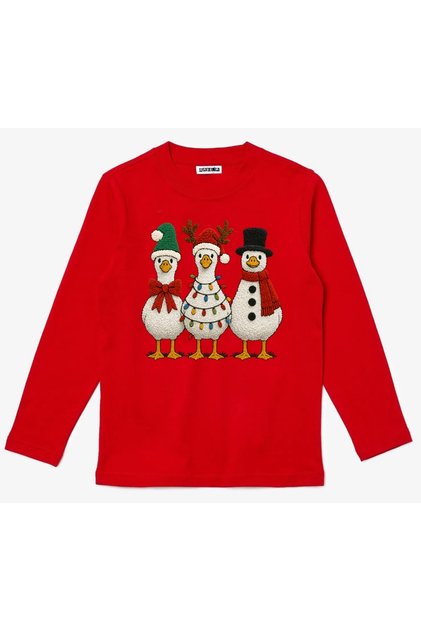Long-Sleeve 3 Ducks New Year Christmas Christmas Printed Cotton Child T-Shirt