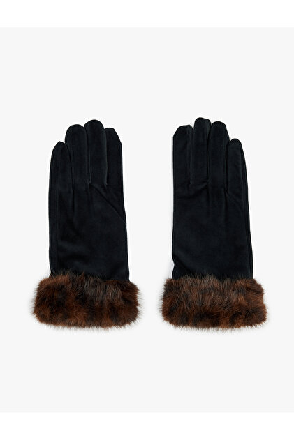 Faux Fur Detailed Gloves