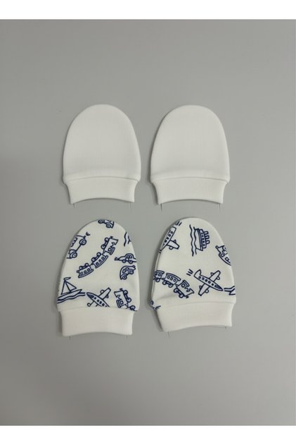 100% Cotton 2-Piece Glove Set - White / Vehicles