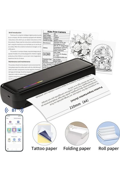 Преносим термопринтер X9 A4, Bluetooth и USB, 2500mAh, черен