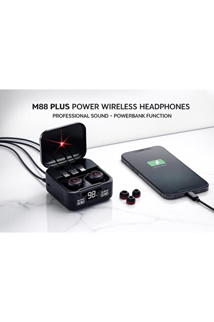 GDRT TİCARET M88 Plus Power Wireless Headphones pover banklı