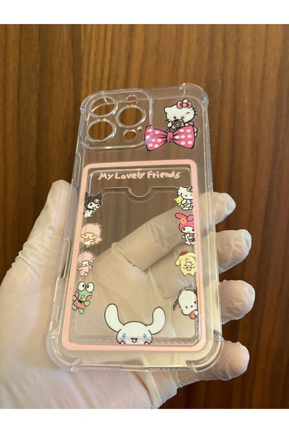 iPhone 15 Pro Max Cinnamoroll Kitty Kuromi Printed Card Holder Phone Case Cover
