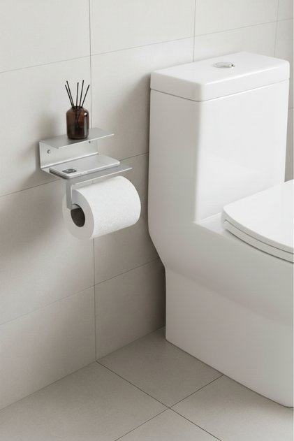 Metal Shelf Toilet Paper Holder Toilet Roll Holder with Phone Stand