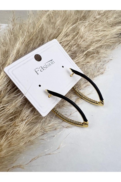Black Enameled Stone Earrings