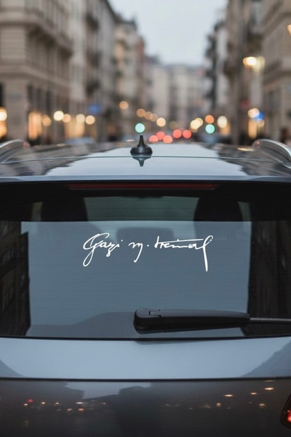 Gazi Mustafa Kemal Signature Sticker 20cm White