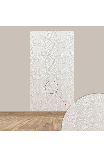 3D Kendinden Yapışkanlı Akustik Keçe Panel Dalgalı Desenli 52x98 cm 2 Adet (1 m²) -BEYAZ