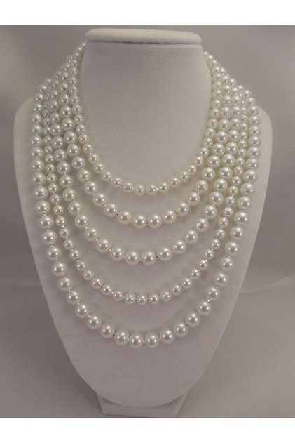 White Color 5 Pieces Pearl Women Necklace Set
