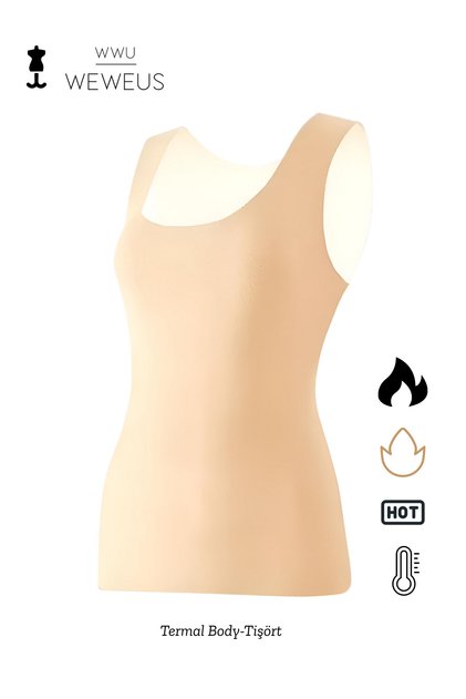 Women's Luxury Skin Color Thermal Underwear Strap Tank Top Body T-Shirt
