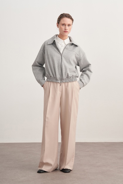 Women's Interlock Bomber Jacket Gray Melange