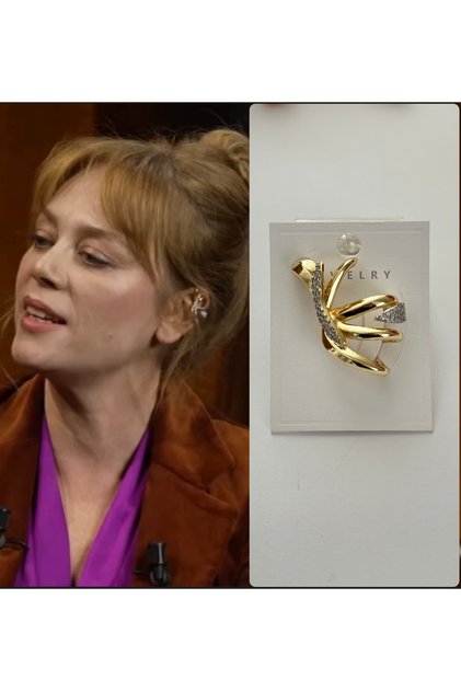 Marka muadili tasarım zirkon taşlı yaprak model earcuff ( Demet Evgar kıkırdak küpe )