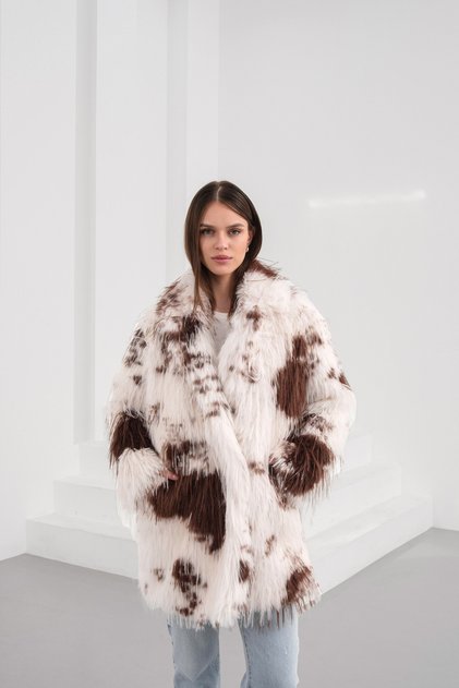 Model lung artificial pentru femei haină de blană artificială – Trend