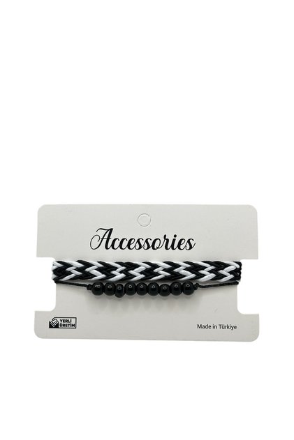 2-Piece Textile Fan Bracelet Adjustable to Fit Around the Wrist with Beads and String
