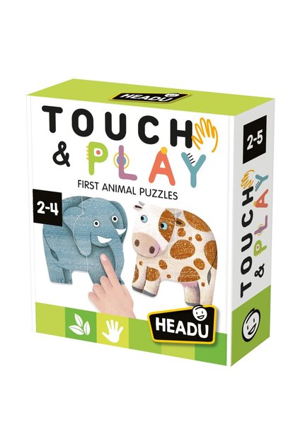Puzzle tactil cu contur de animale, cu piese mari, 2-4 ani