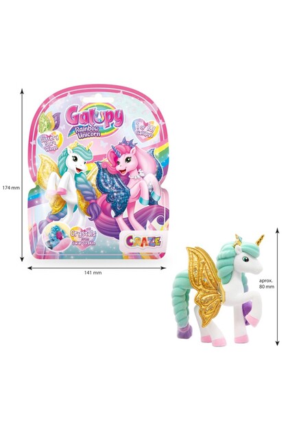 - Figurină Galupy Unicorn Curcubeu cu Aripi Sclipitoare și Coroană din Cristale Swarovski