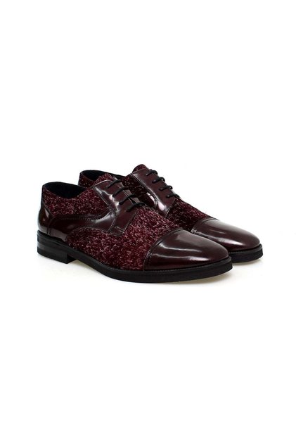 Bordo Color Lace-Up Genuine Leather Men's Shoes