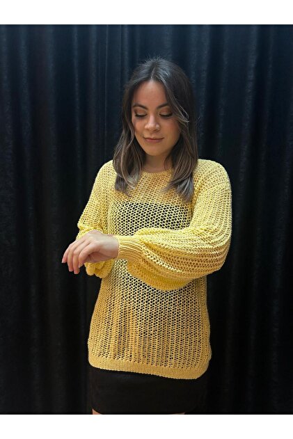 Hand-Knitted Fishnet Sweater