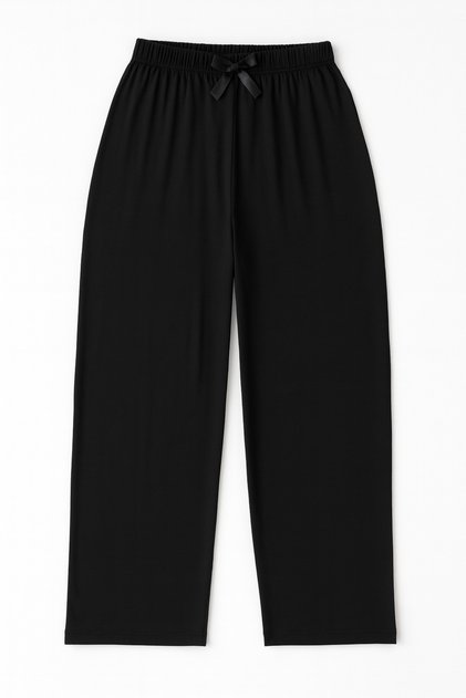 Ultra Comfort with Timeless Elegance in Black: Plus Size High Waist Viscose Pajama Bottoms