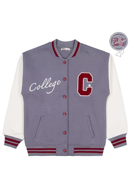 C Embroidered Cardigan for Ages 10-13 - Gray 11-12 Years Old