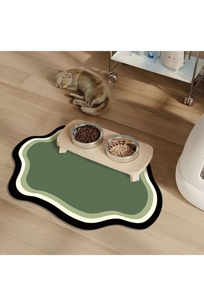 Green Absorbent Pet Feeding Mat Quick-dry Pet Placemat for Cats Dogs Non-Slip Cat Feeding Mat Pet Su