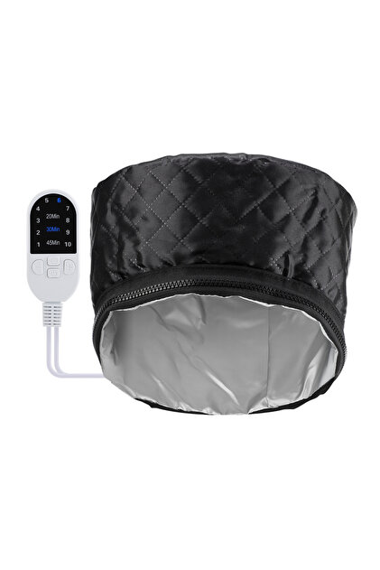 EU black Electric Hair Steamer Cap Hair Heating Hat 3 Time Setting10-Level Heat Home Use Thermal for