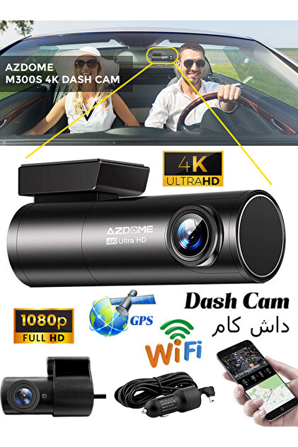 Dash Cam M300S - Front Camera 4K and Rear Camera 1080P - Built-In Wifi, Gps, and Voice Control