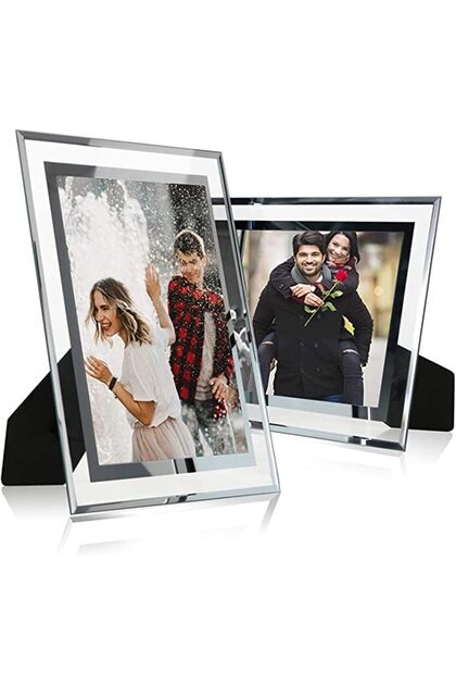 Picture Frames, Modern A4 Silver Glass Photo Frame for Tabletop or Wall Mounting Display