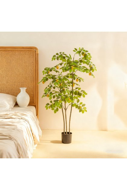 160cm (5.25ft) Fake Lemon Tree Realistic Lemons Dense Foliage Indoor Outdoor Garden Use.