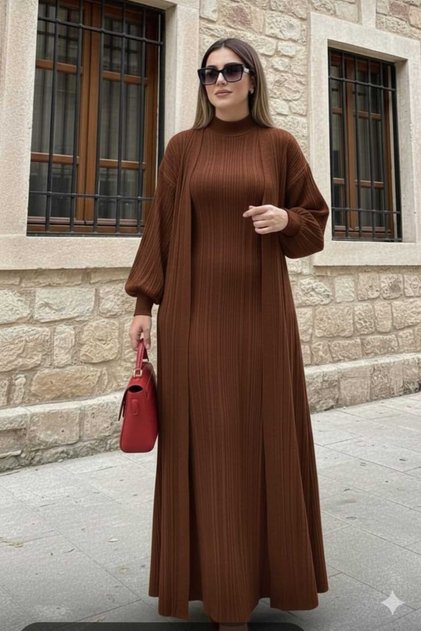 HIRKALI BALIKÇI YAKA TRİKO ELBİSE