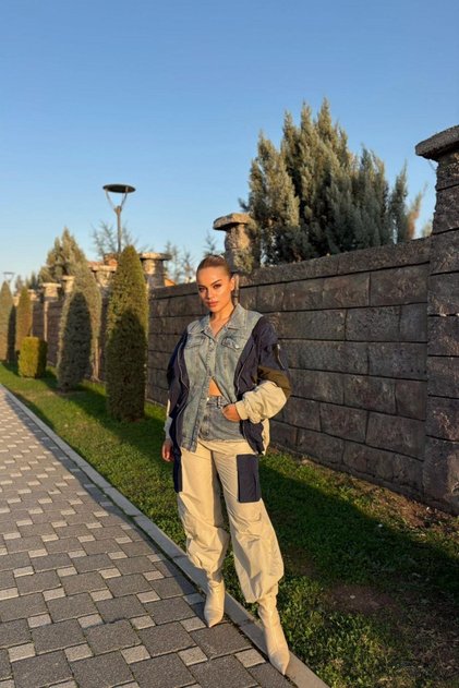 Denim Detaylı Kadın Takım