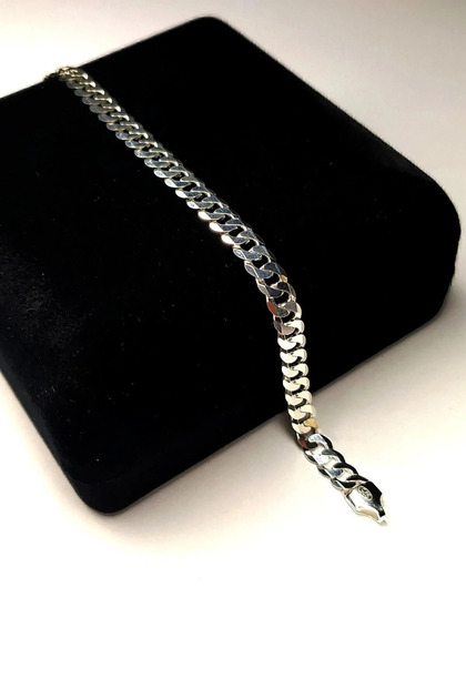 925 Ayar Gümüş Italyan Gurmet Bileklik 6 mm Genişlik 21 cm Uzunluk.