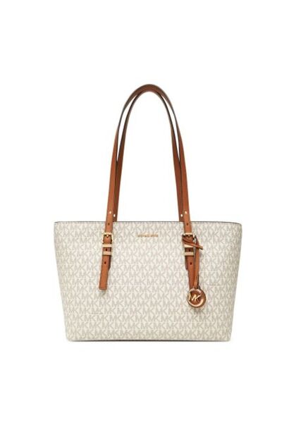 Michael Kors Charlotte Large Logo and Leather Top-Zip Tote Bag