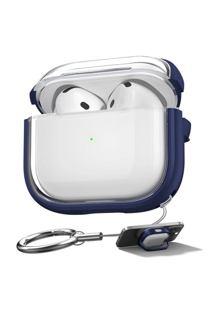 Apple AirPods 4. Nesil / ANC Kılıf Renkli Kenar Kilitli Kapak Lacivert