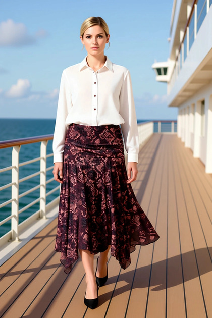 Women Midi Skirt High Waist Skater Fit Asymmetrical Hem Functional Durable Quality Stylish