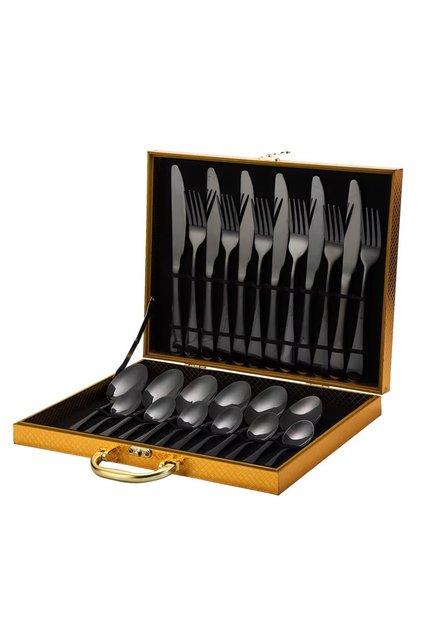 Black-Special Bag Premium 304 Stainless Steel 24 Piece Cutlery Set – Tableware Set for 6 People