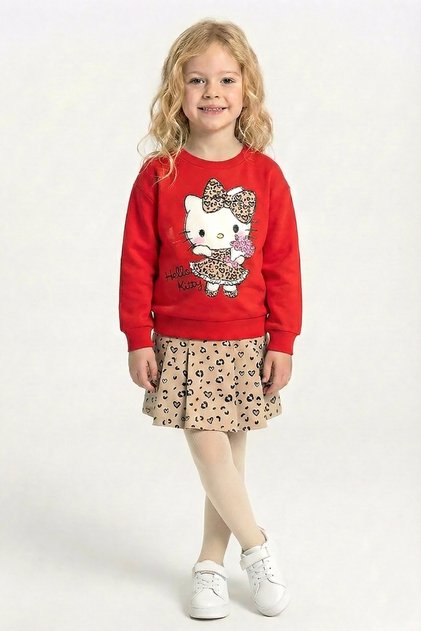 Girl Child Leopard Print Cotton Shorts with Skirt