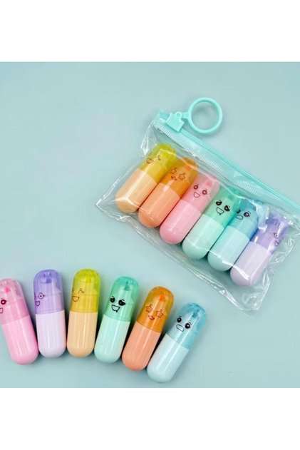 6 Colored Pencils with Cute Vitamin Pill Design