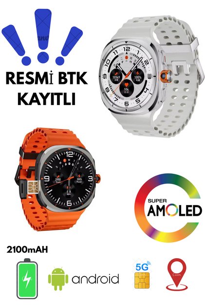 5G HW Ultra Android Akıllı Saat SIM Kartlı WiFi NFC GPS AMOLED Ekran Spor ve Sağlık Tracker