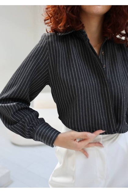 Women's Stripe Patterned Crop Shirt