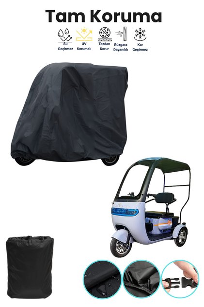 Black Cabin, Single Seat, 3 Wheel Electric Motorcycle Canopy, Moped Canopy with Cabin